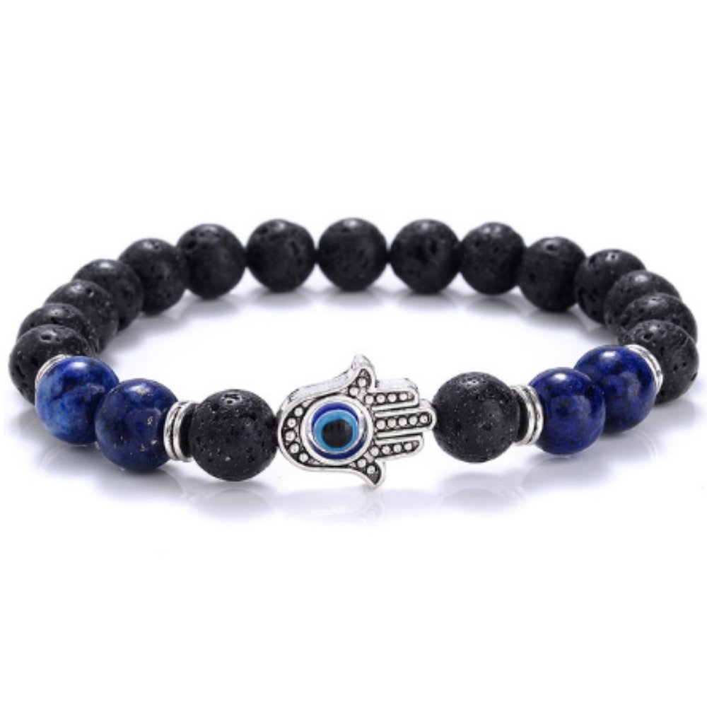 Lava Bracelet,Hamsa Hand Bracelet,Evil Eye Bracelet,Lava Stone Bracelet,8mm Bead